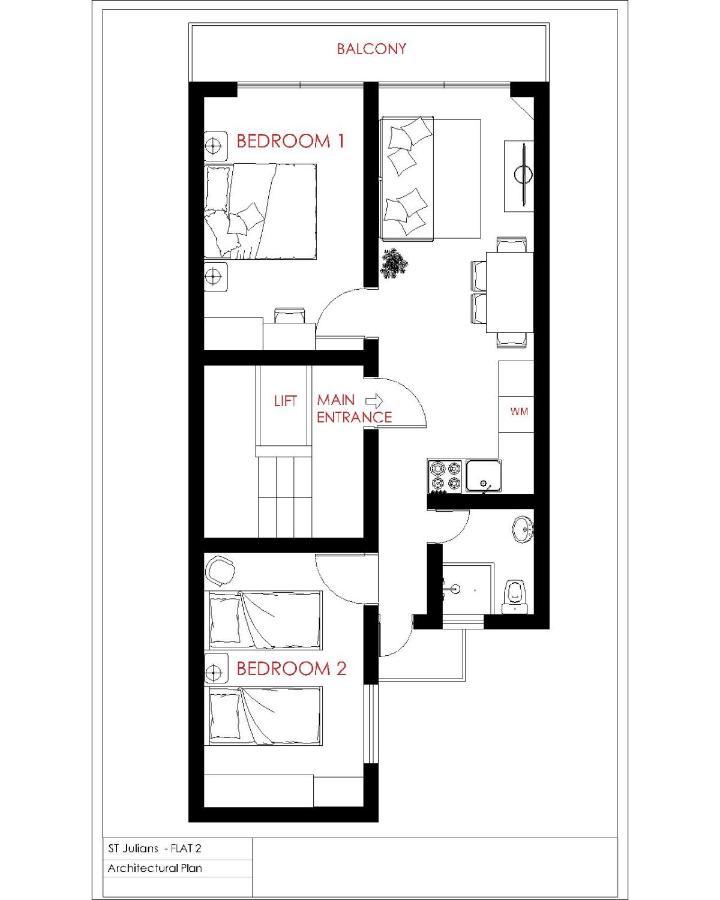 F2 - Lovely Two Bedrooms Flat Sea View, St Julians Saint Julian's Exterior photo